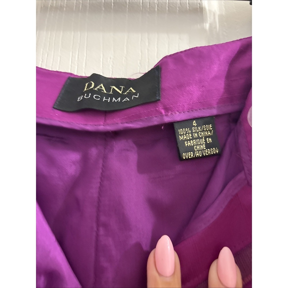 Dana Buchman Women's Silk Magenta 2-piece Pant Suit Vintage Size 4 - Picture 11 of 11